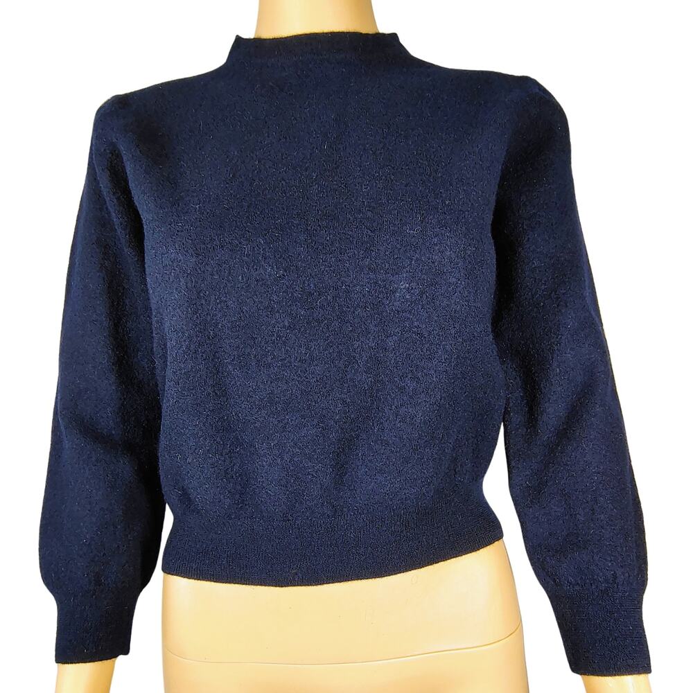 Y2k Blue Wool Crew Neck Pullover Sweater Preppy Academia PrepCore Size L Juniors